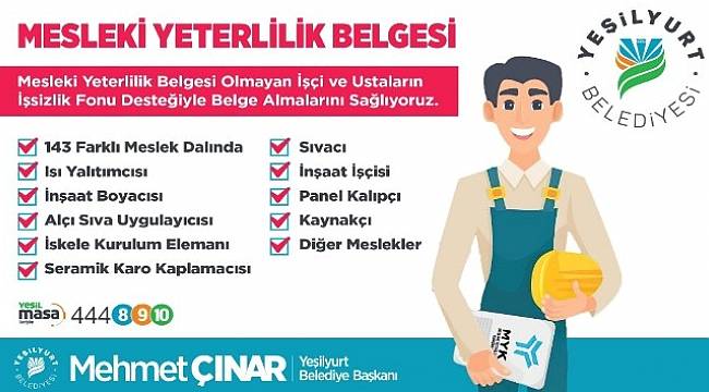 Yeşilyurt Belediyesi, 'Mesleki Yeterlilik Belgesi' Kazandırıyor