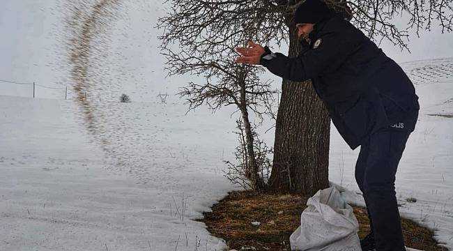 Yiyecek Bulmakta Zorlanan Hayvanlara Polis Şefkati